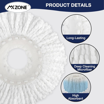 Spin Mop Replacement Head 5 Pack Magic Mop Reill or Hurricane 360 degrees Systems, Microiber Spin Mop Head, V1259-DP01-F-402