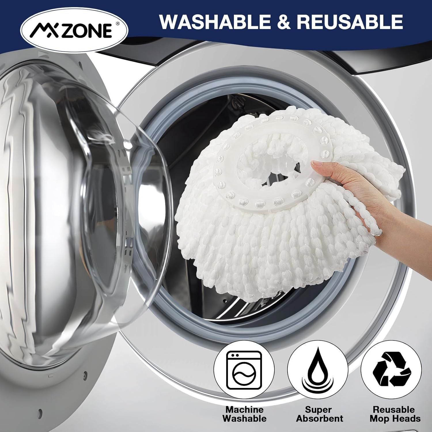Spin Mop Replacement Head 5 Pack Magic Mop Reill or Hurricane 360 degrees Systems, Microiber Spin Mop Head, V1259-DP01-F-402