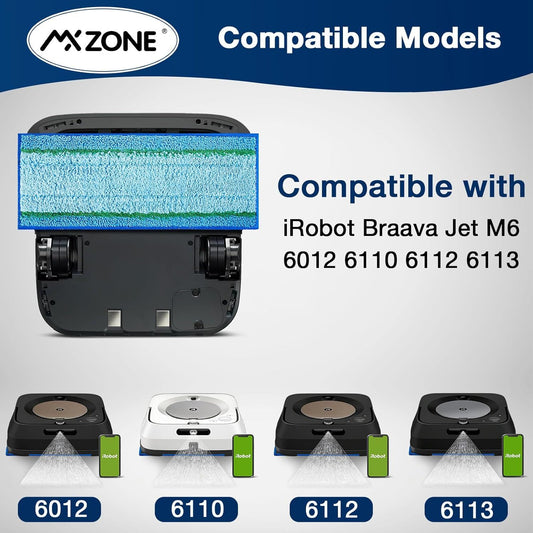Upgraded M6 Wet Mopping Pads or iRobot Braava Jet M6 Series (6110) (6012) (6112) (6113) Ultimate Robot Mops, V1259-DP01-F-405