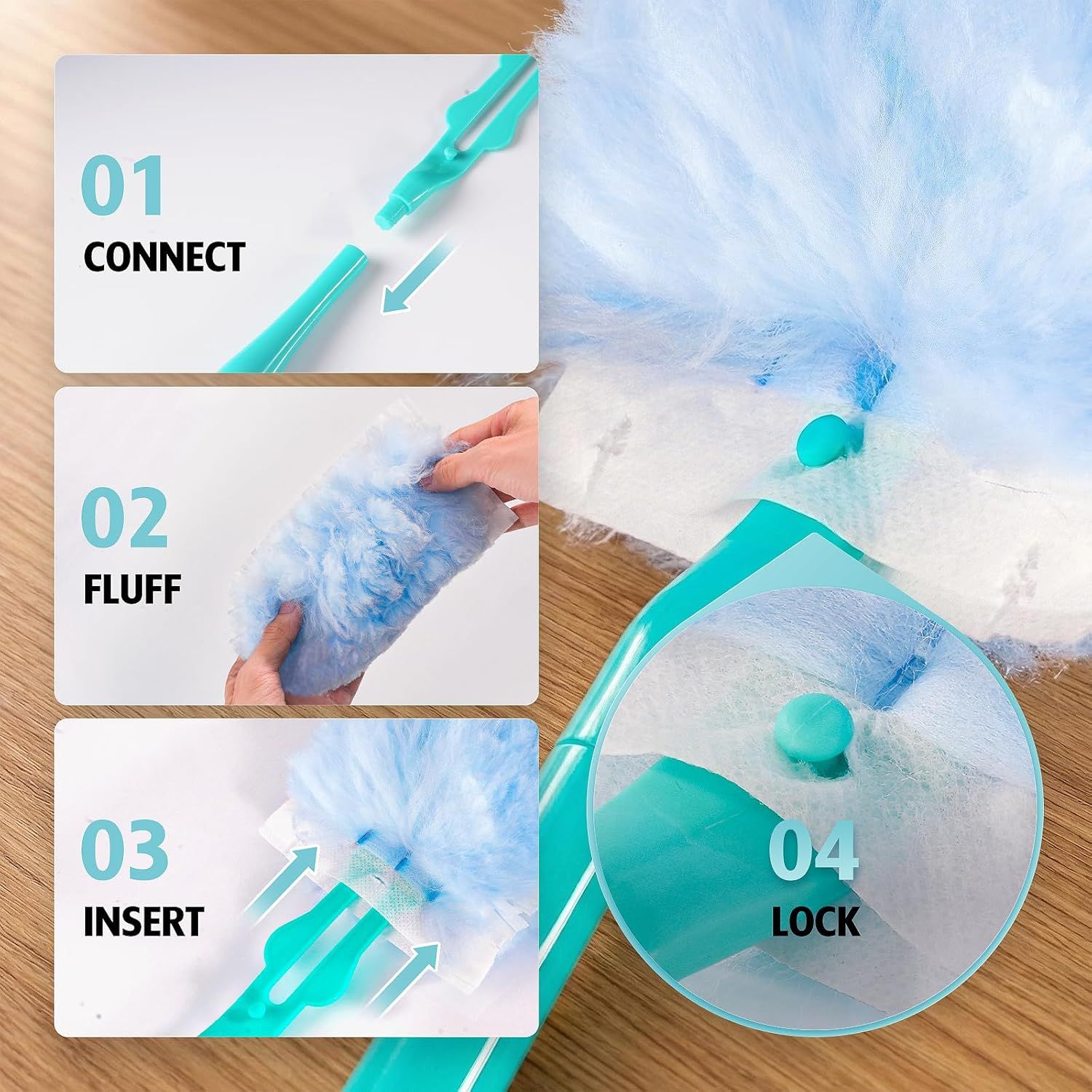 Duster Reill or Swier Duster, 30 Count Heavy Duty 2 Side 360 degrees Duster Reills with 1 Handle, 4X V1259-DP01-F-416