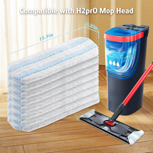 8 Pack Mop Replacement Pads or O Cedar H2prO lat Mop System, Machine Washable Reusable Microiber Mop Heads V1259-DP01-F-417