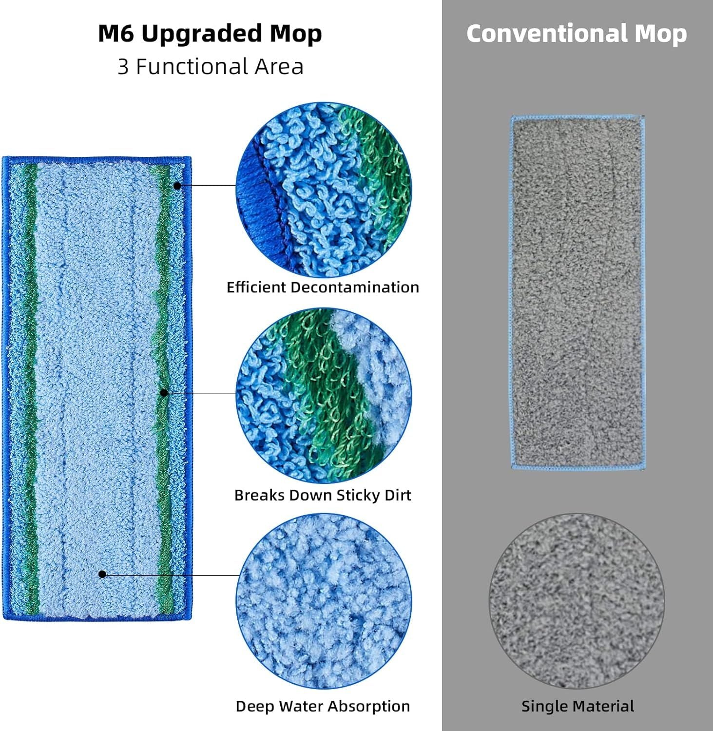 4 Pack Mop Pad or iRobot Braava Jet M6 Ultimate Robot Mop, Upgraded M6 Wet Mopping Pad, Washable Microiber V1259-DP01-F-429