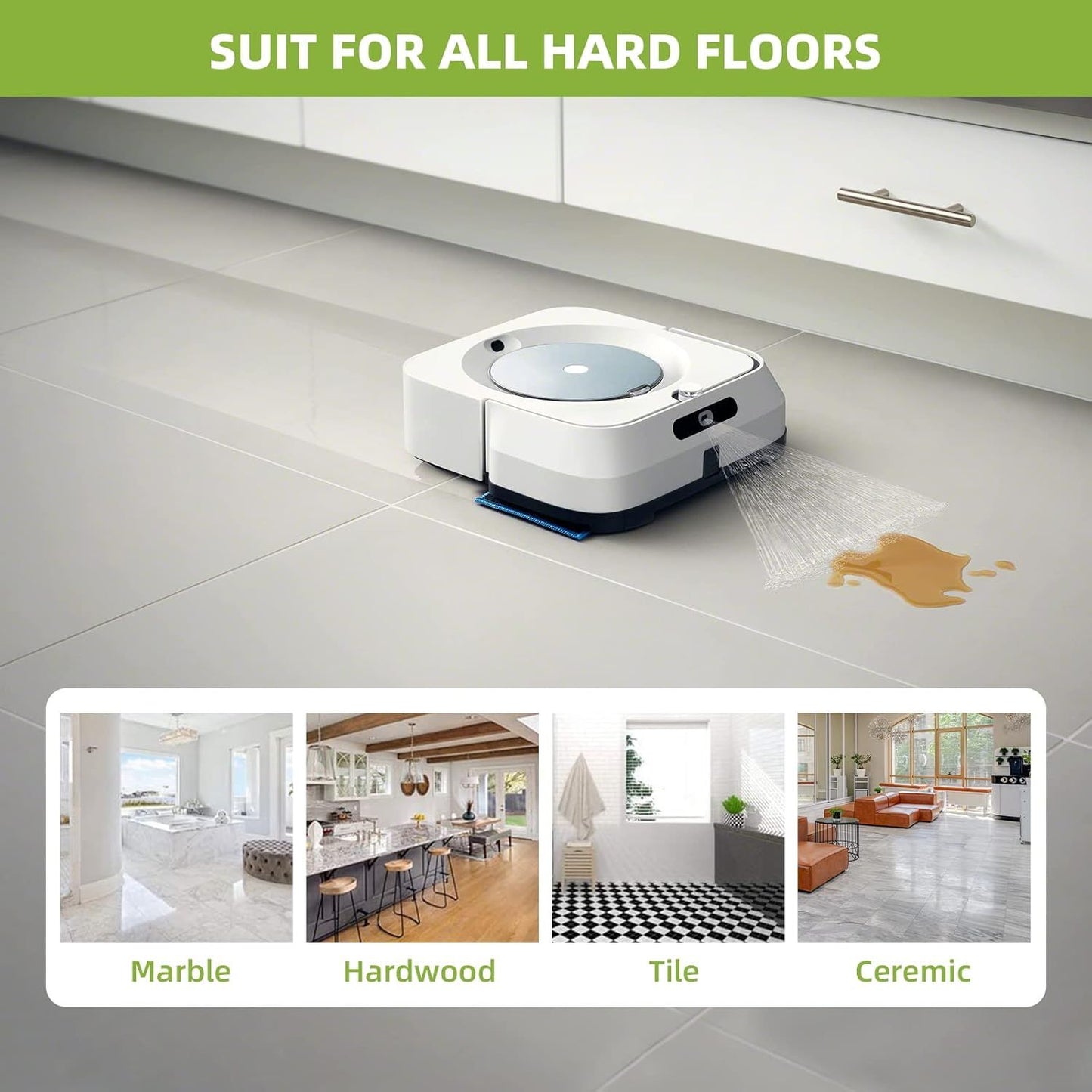 4 Pack Mop Pad or iRobot Braava Jet M6 Ultimate Robot Mop, Upgraded M6 Wet Mopping Pad, Washable Microiber V1259-DP01-F-429