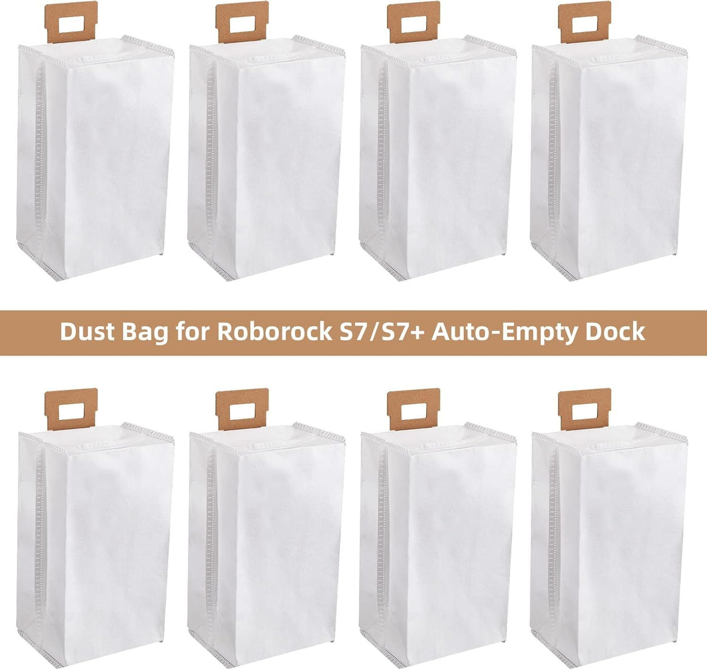 8 Pack Dust Bag or S7 / S7+ Vacuum Cleaner Auto-Empty Dock, 3L Large Capacity Replacement Bag V1259-DP01-F-433
