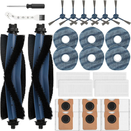 26 Pack Replacement Accessories Compatible with euy Vacuum Omni C20, 2 Mainbrush 4 ilter 6 Dust Bags 6 Mop V1259-DP01-F-434