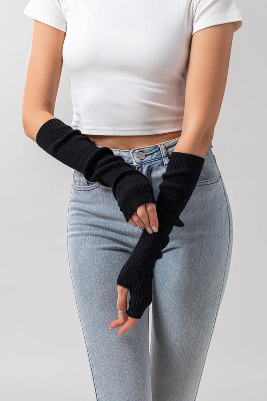 Cashmere Blended Arm Warmer or Women Winter ingerless Gloves Knit Mitten Gloves Wrist Warmer with Thumb Hole V1259-DP01-F-443
