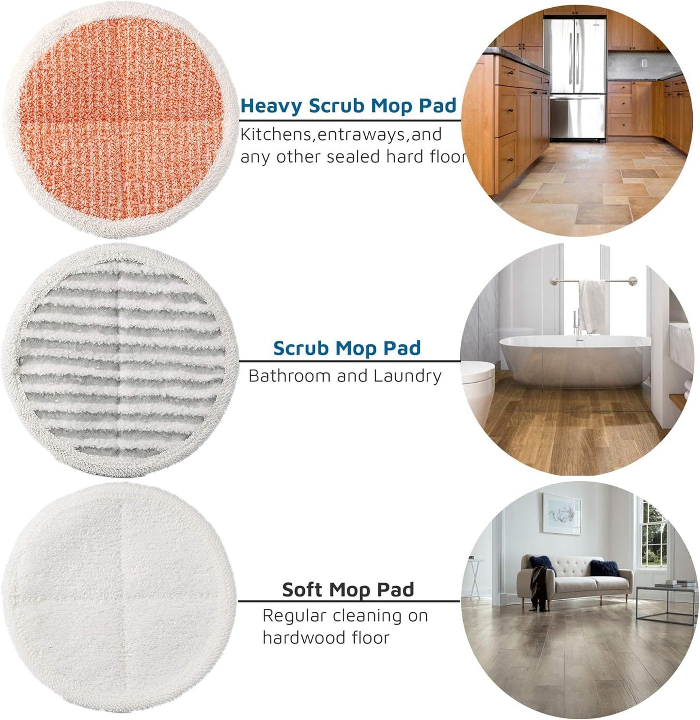6 Pack Replacement Pads or Bissell Spinwave 2124,2039A,2307,23157,20391,20399 Powered Hard loor Mop V1259-DP01-F-449