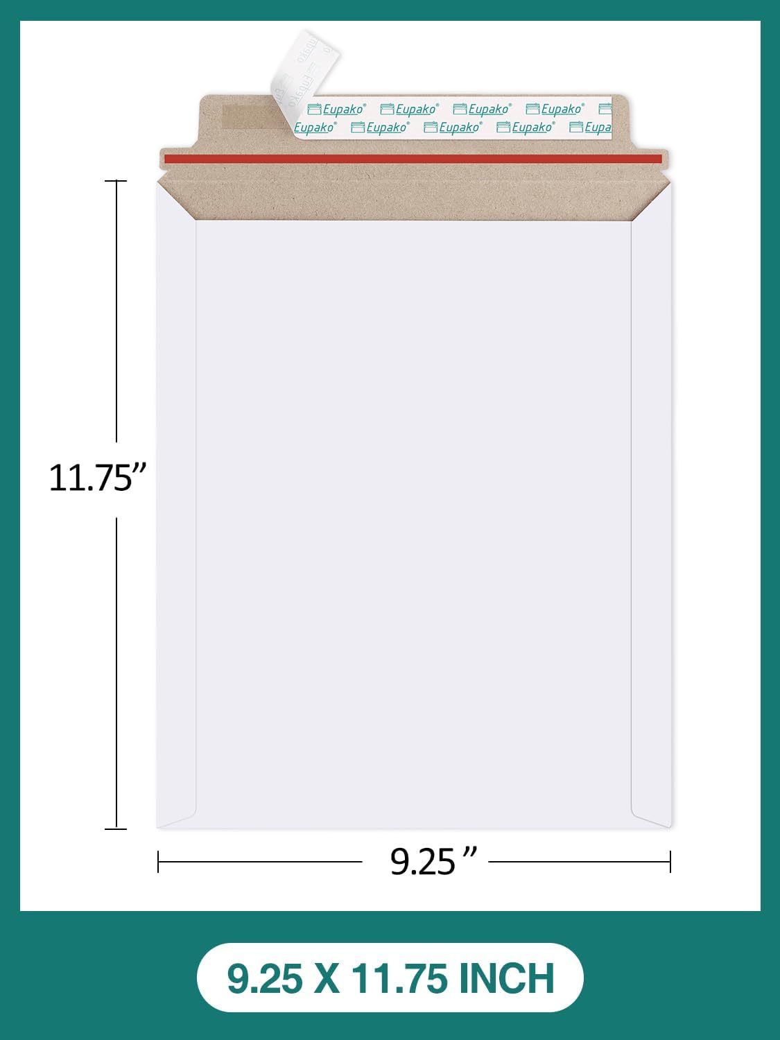Eupako 9x11.5" 25 Pack Photo Document Mailer White Stay Flat Self-Seal Cardboard Envelopes for CDs, Pictures, V1259-DP01-F-45