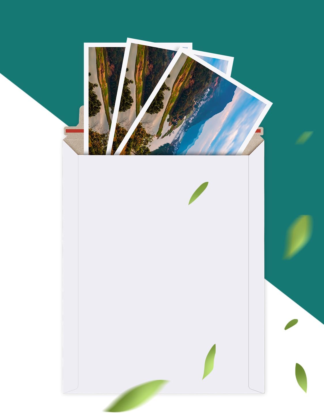 Eupako 9x11.5" 25 Pack Photo Document Mailer White Stay Flat Self-Seal Cardboard Envelopes for CDs, Pictures, V1259-DP01-F-45