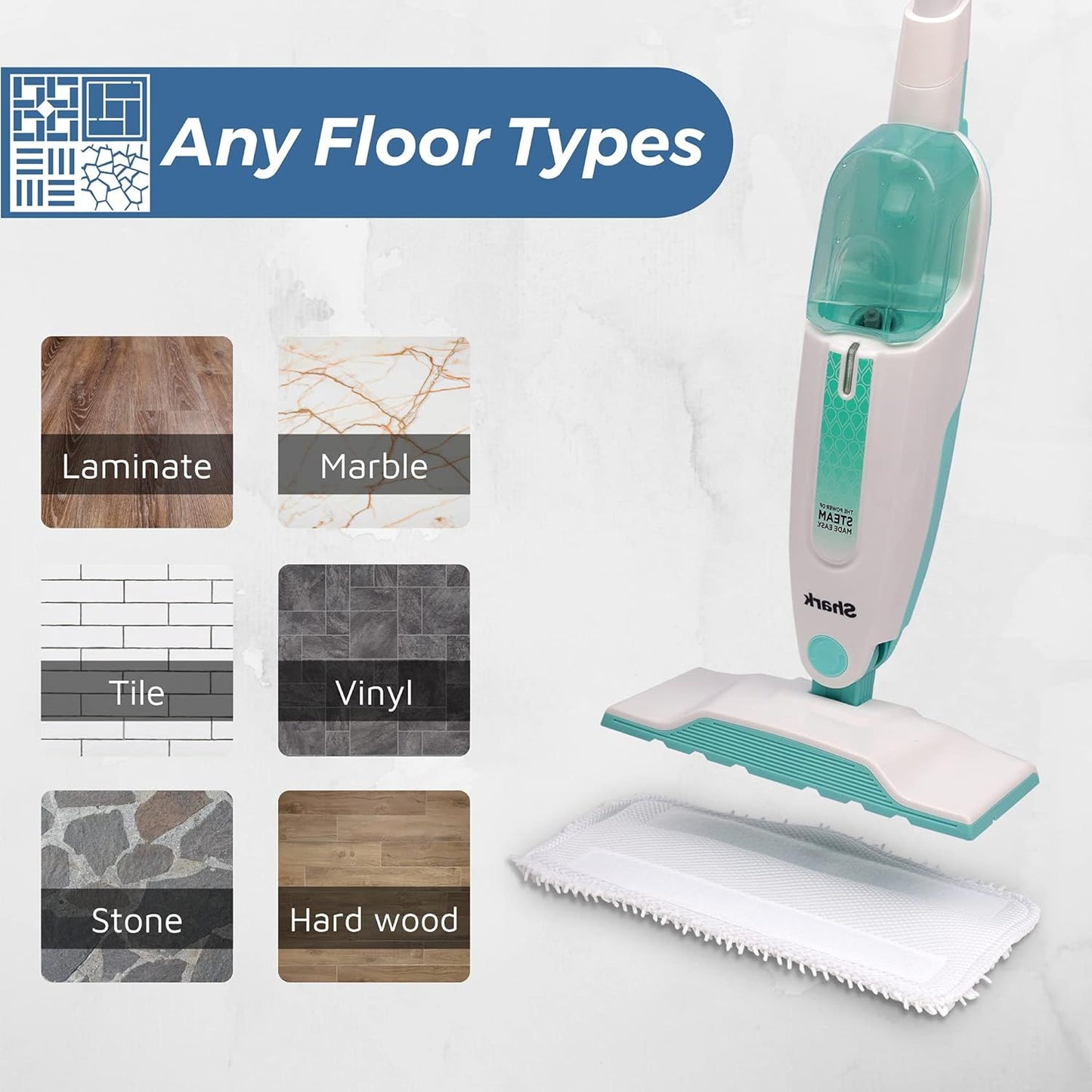 8 Pack Steam Mop Pads or Shark S1000 Series (4 Sot + 4 Scrub Pads) V1259-DP01-F-456