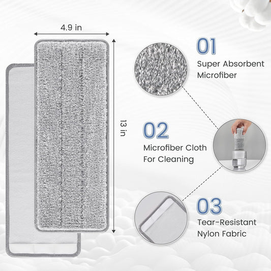 lat Mop Head Replacement Pads Compatible with Joy-MOOP Mop and Bucket Set, Reusable Washable Squeeze V1259-DP01-F-462