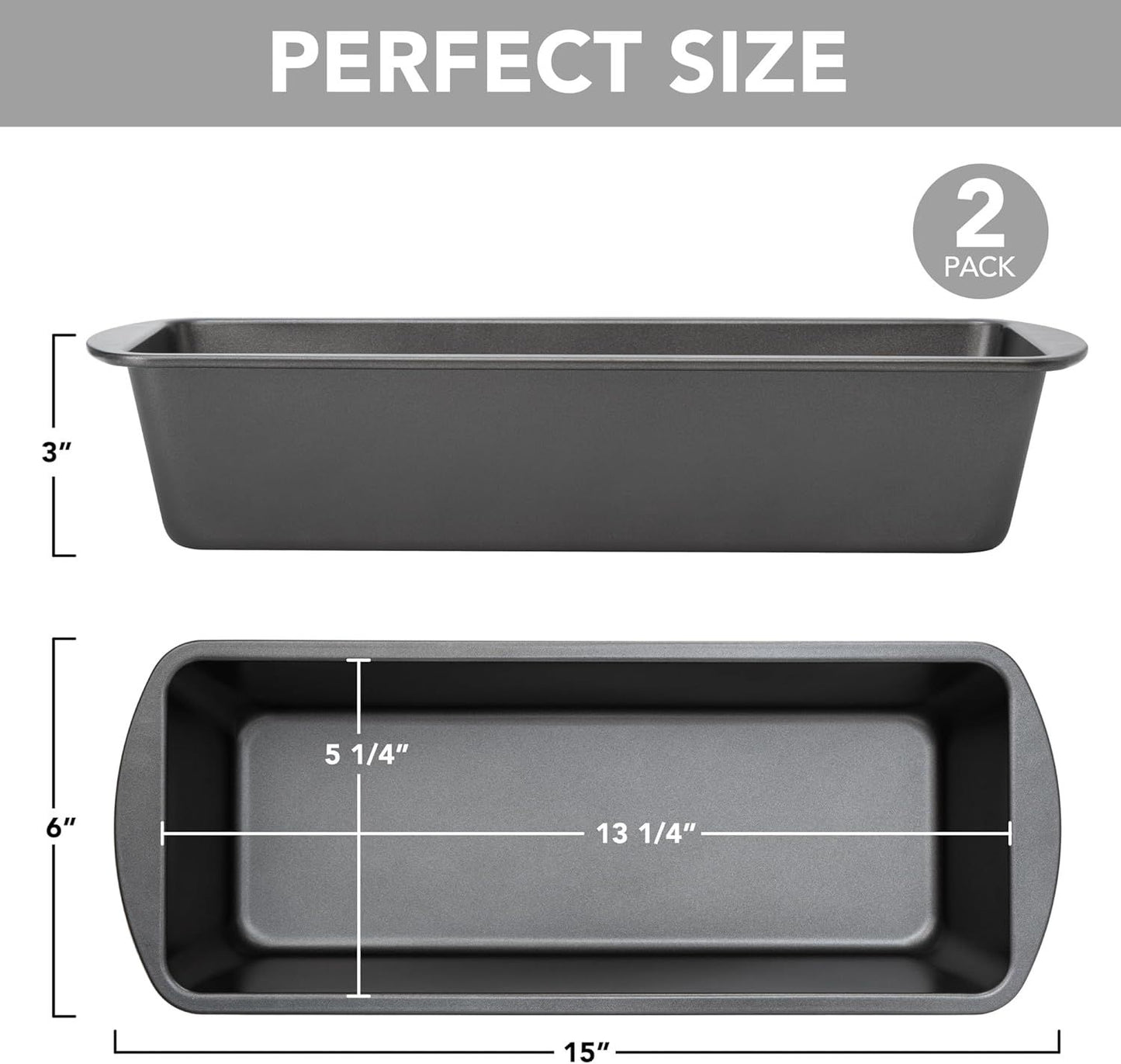 Extra Large Bread Pan, 13" x 5" Long Loa Pan, Nonstick Baking Pan, Rectangular Loa Tin, Set o 2 V1259-DP01-F-465