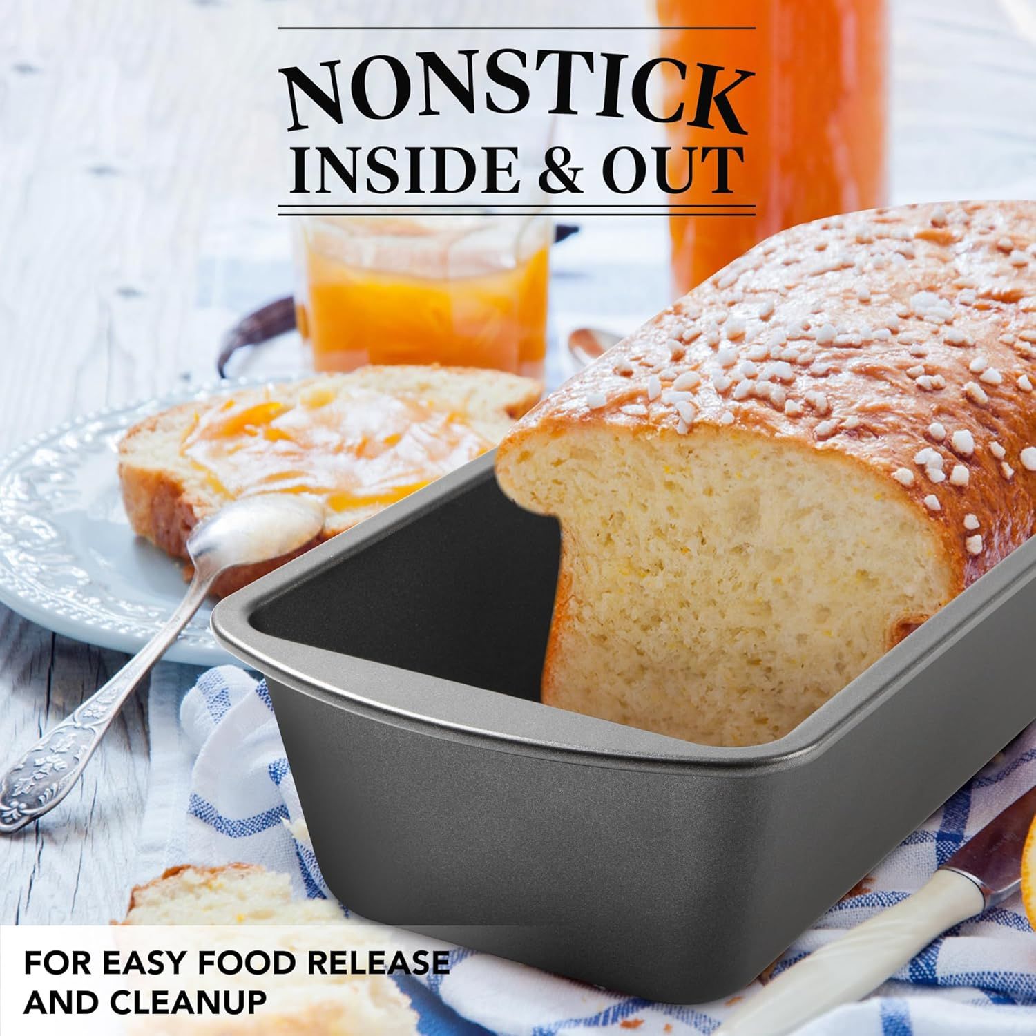Extra Large Bread Pan, 13" x 5" Long Loa Pan, Nonstick Baking Pan, Rectangular Loa Tin, Set o 2 V1259-DP01-F-465