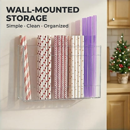 Fengzhe 9.5" Acrylic Straw Holder for Cabinet Door - Reusable Space-Saving Organizer with Strong Double-Sided V1259-DP01-F-47