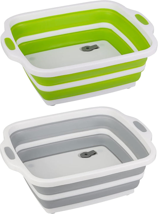 2 Pack Collapsible Cutting Board, oldable Dish Tub with Draining Hole, Portable Chopping Board with Colander, V1259-DP01-F-471