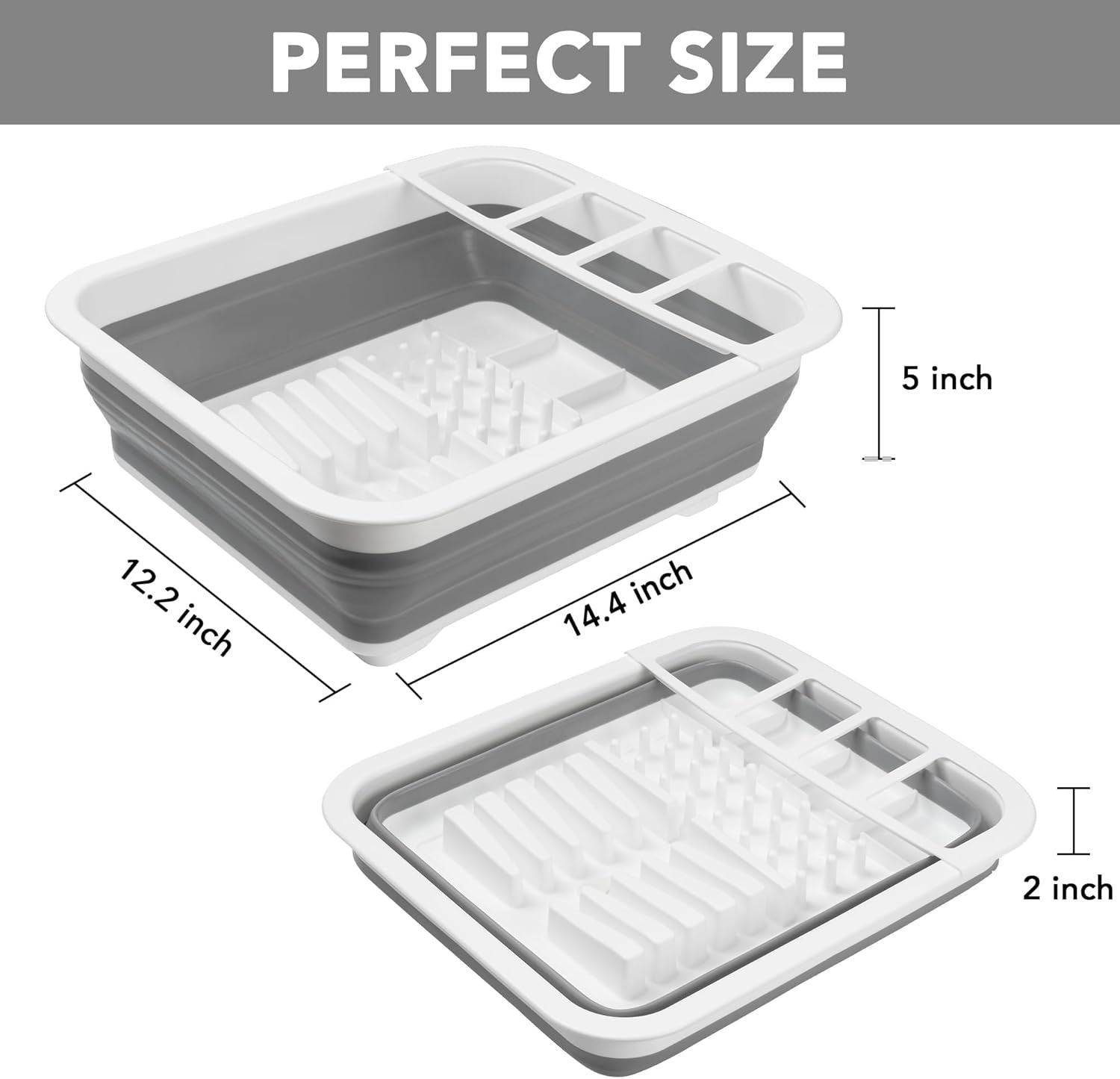 Collapsible Dish Drying Rack, Pop Up Dinnerware Drainer, Portable Plate Organizer or Kitchen RV Campers V1259-DP01-F-472