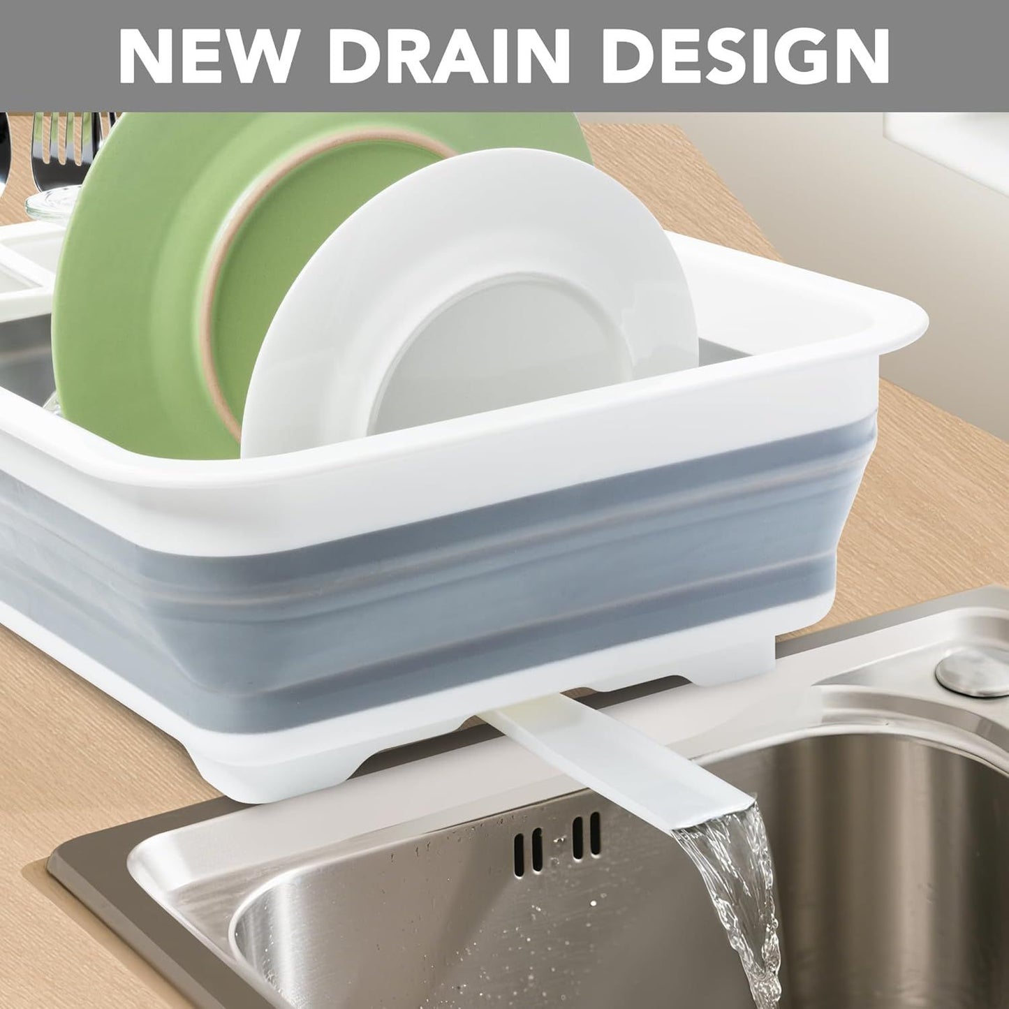 Collapsible Dish Drying Rack, Pop Up Dinnerware Drainer, Portable Plate Organizer or Kitchen RV Campers V1259-DP01-F-472