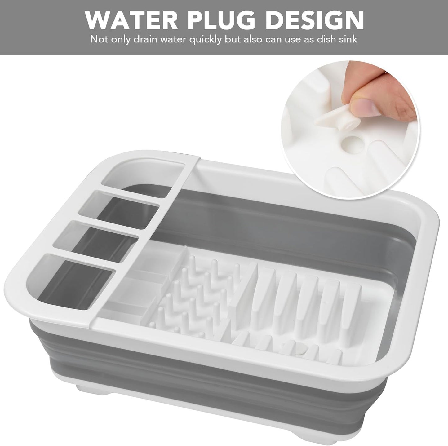 Collapsible Dish Drying Rack, Pop Up Dinnerware Drainer, Portable Plate Organizer or Kitchen RV Campers V1259-DP01-F-472