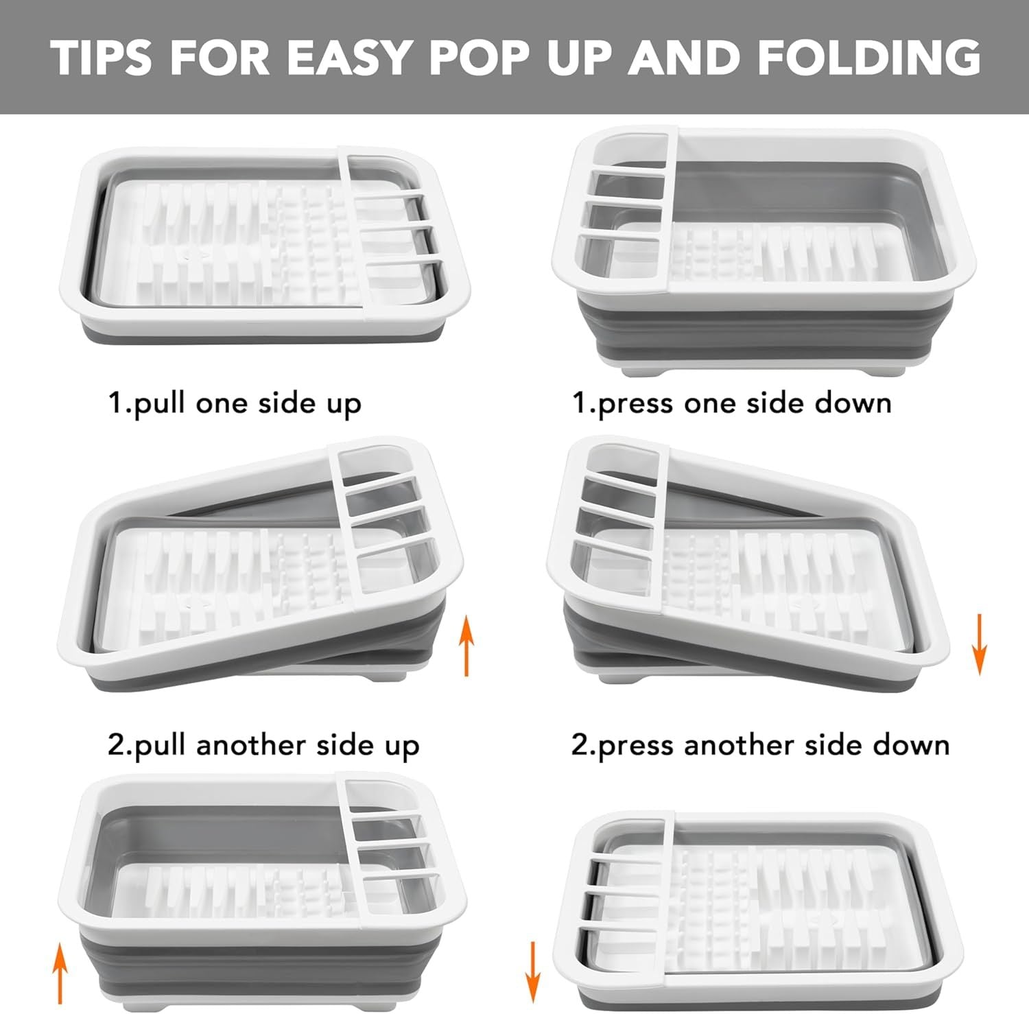 Collapsible Dish Drying Rack, Pop Up Dinnerware Drainer, Portable Plate Organizer or Kitchen RV Campers V1259-DP01-F-472