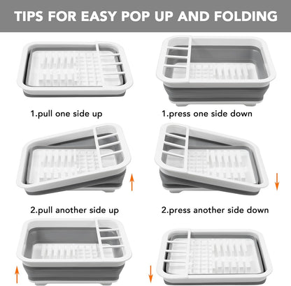 Collapsible Dish Drying Rack, Pop Up Dinnerware Drainer, Portable Plate Organizer or Kitchen RV Campers V1259-DP01-F-472
