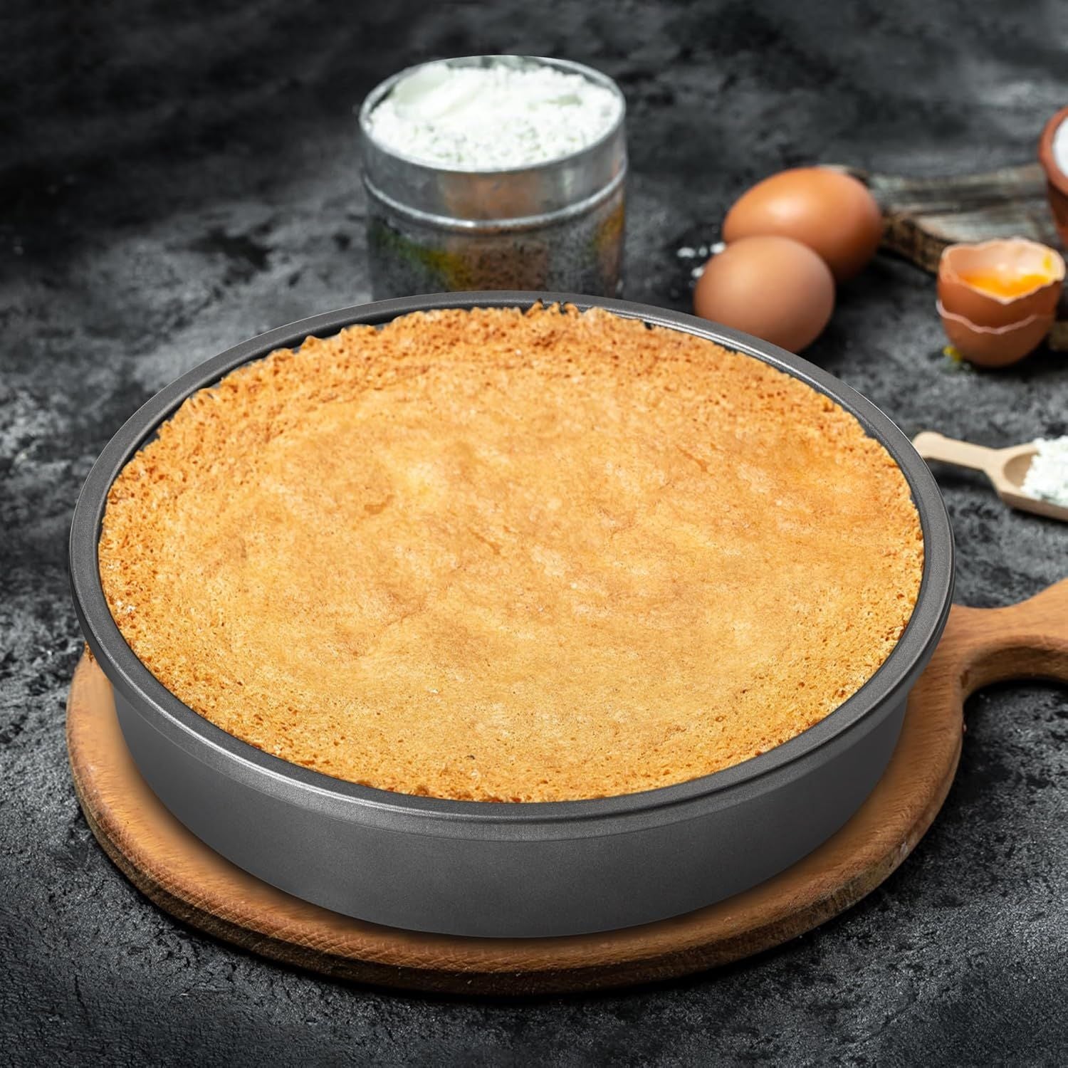 9" Round Cake Pan Set o 2, 0.8mm Thick Heavy Duty Bakeware or Tiered & Layered Cakes, Nonstick Baking Pan V1259-DP01-F-474