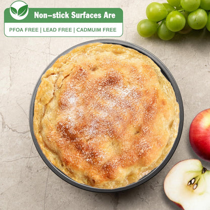 9" Round Cake Pan Set o 2, 0.8mm Thick Heavy Duty Bakeware or Tiered & Layered Cakes, Nonstick Baking Pan V1259-DP01-F-474