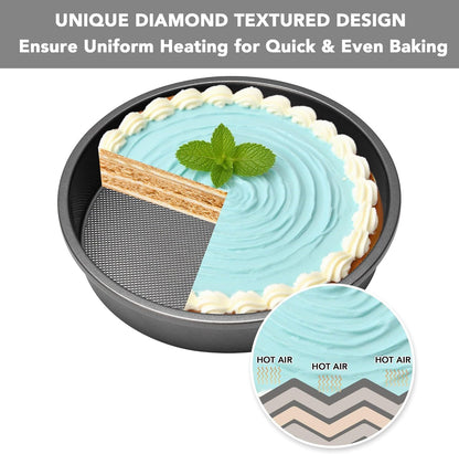 9" Round Cake Pan Set o 2, 0.8mm Thick Heavy Duty Bakeware or Tiered & Layered Cakes, Nonstick Baking Pan V1259-DP01-F-474