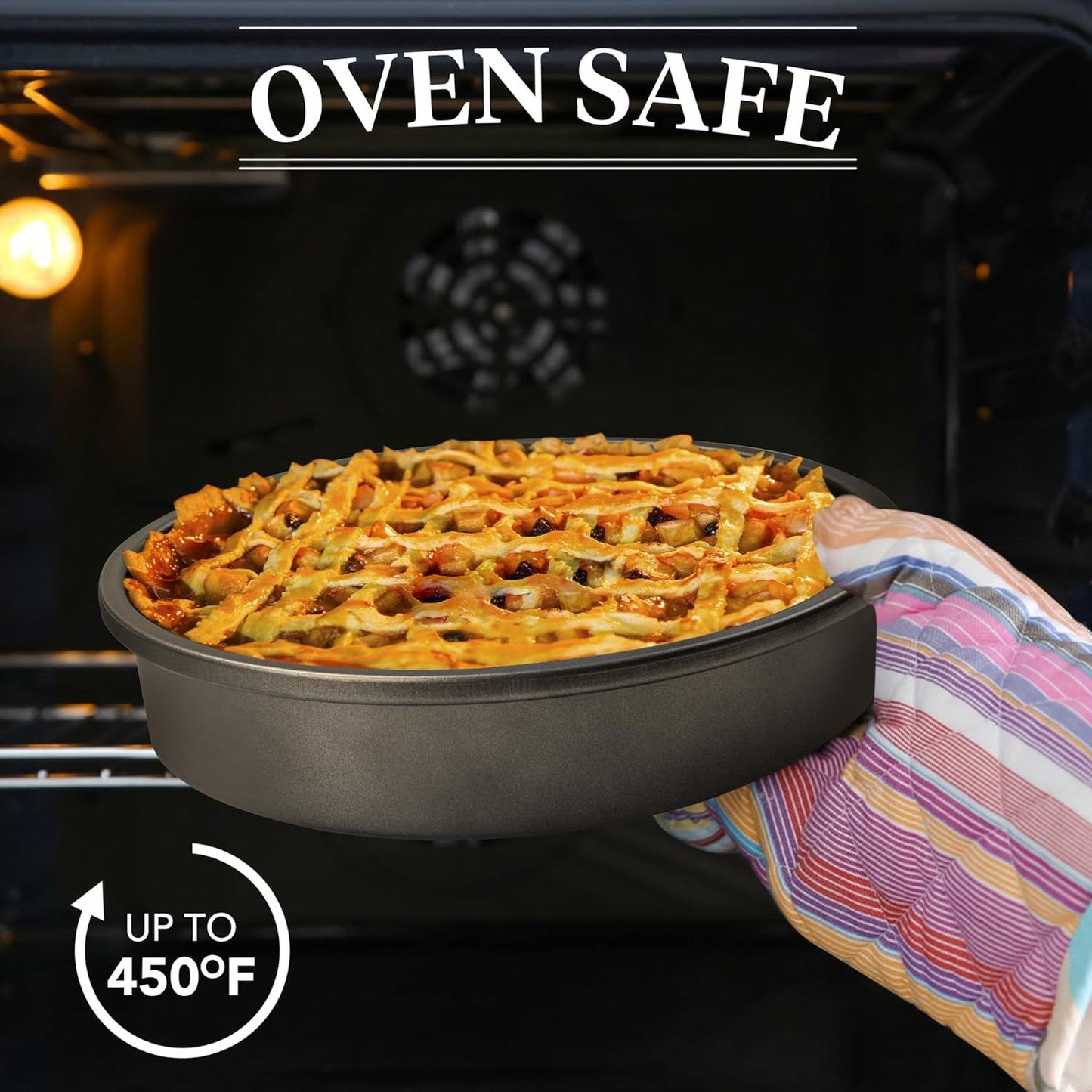 9" Round Cake Pan Set o 2, 0.8mm Thick Heavy Duty Bakeware or Tiered & Layered Cakes, Nonstick Baking Pan V1259-DP01-F-474