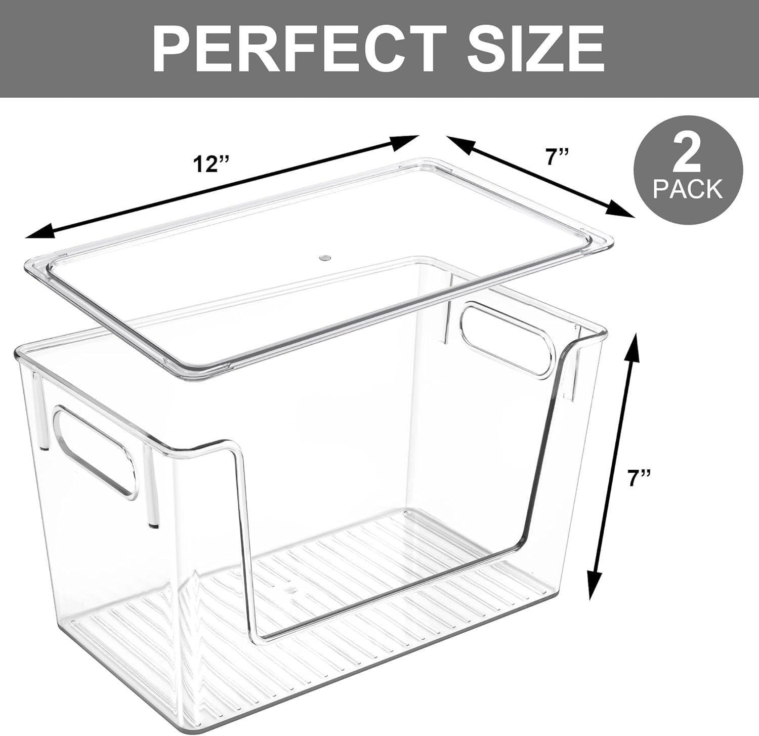 2 Pack Large Stackable Storage Bins, Plastic Container Organizer with Open ront, Pantry Organizers and V1259-DP01-F-476