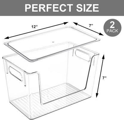 2 Pack Large Stackable Storage Bins, Plastic Container Organizer with Open ront, Pantry Organizers and V1259-DP01-F-476