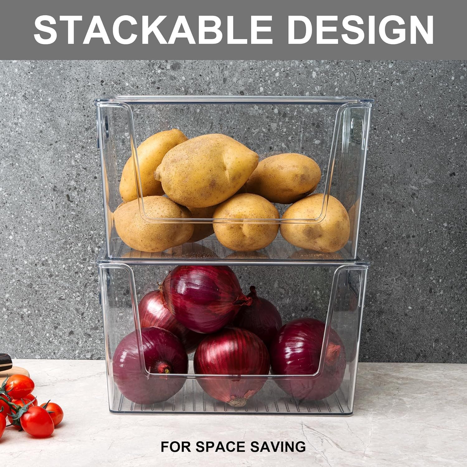 2 Pack Large Stackable Storage Bins, Plastic Container Organizer with Open ront, Pantry Organizers and V1259-DP01-F-476