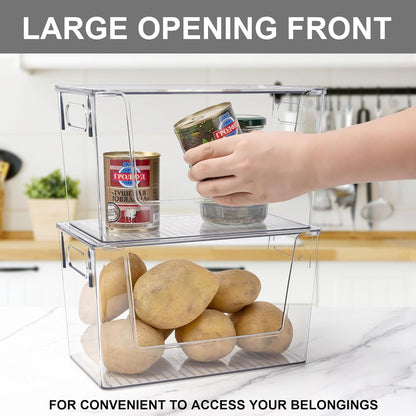 2 Pack Large Stackable Storage Bins, Plastic Container Organizer with Open ront, Pantry Organizers and V1259-DP01-F-476