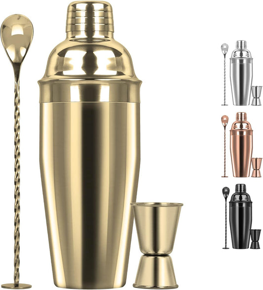 Large 24oz Cocktail Shaker Set, Stainless Steel 18/8 Martini Mixer Shaker with Built-in Strainer, Measuring V1259-DP01-F-478