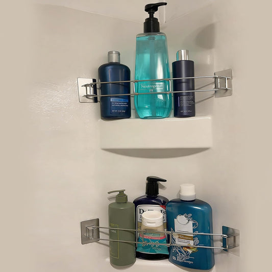 Safoner RV Shower Corner Storage Bar- Adjustable Stainless Steel Rod for Corner Shelves in Camper, Length V1259-DP01-F-48