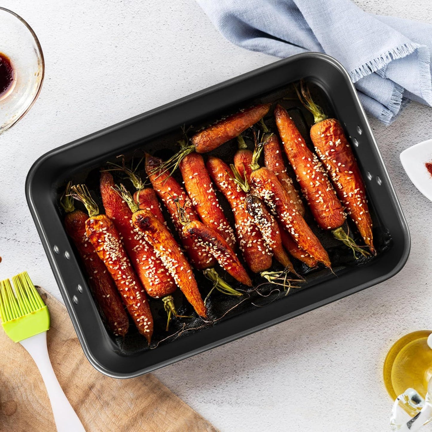 Lasagna Pan with Handles, 15x10x3 Inch Bakeware or Oven, Nonstick Rectangular Roasting Pan, Deep Baking Dish V1259-DP01-F-480