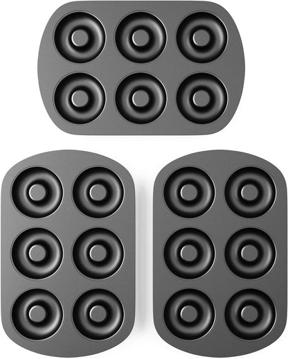 Non-Stick 6-Cavity Donut Baking Pans, Makes Individual ull-Sized 3 1/4" Donuts, Set o 3 V1259-DP01-F-481