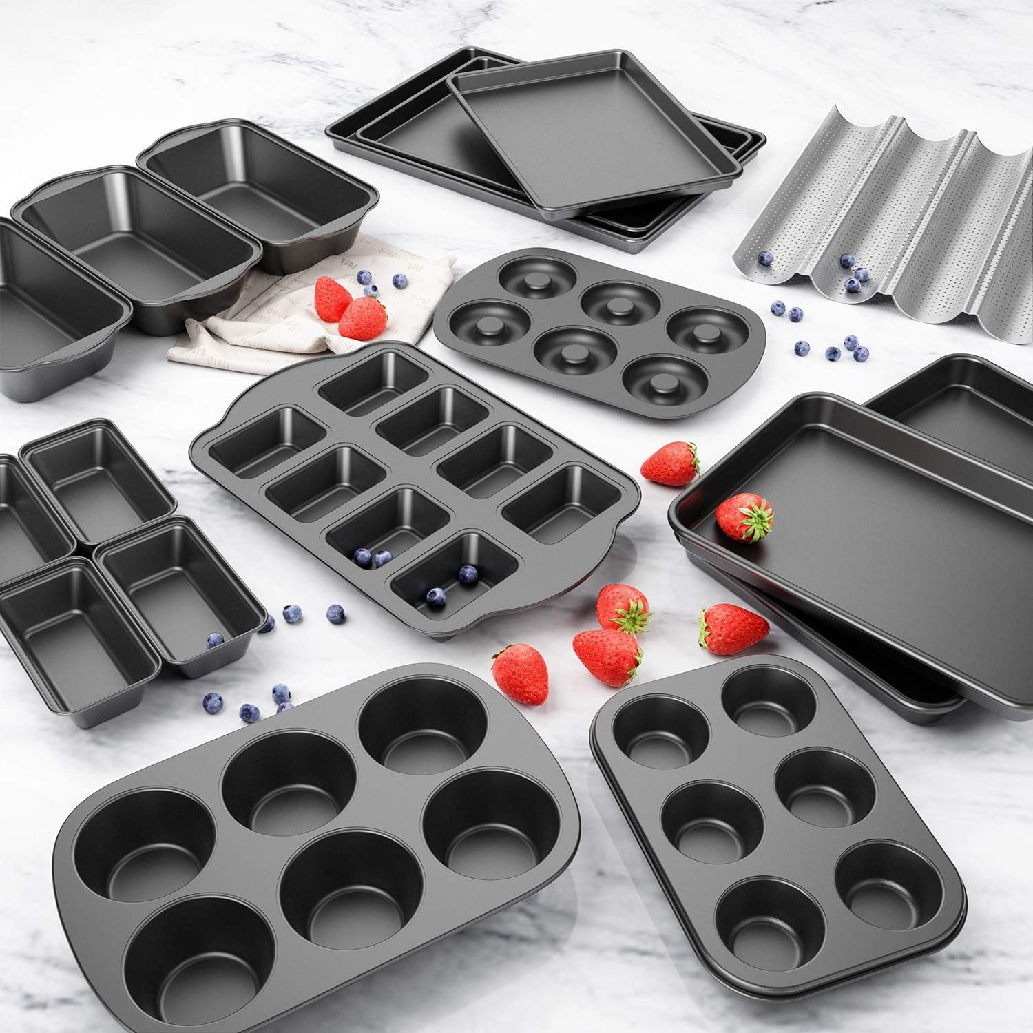 Non-Stick 6-Cavity Donut Baking Pans, Makes Individual ull-Sized 3 1/4" Donuts, Set o 3 V1259-DP01-F-481