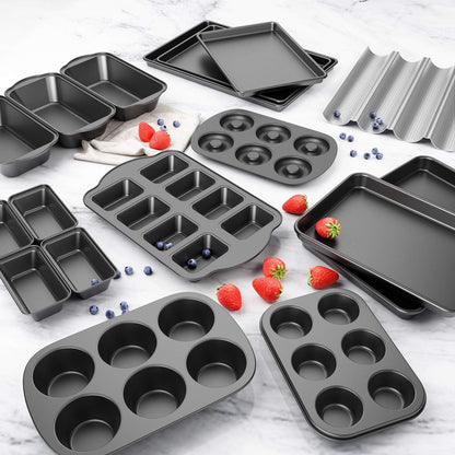 Non-Stick 6-Cavity Donut Baking Pans, Makes Individual ull-Sized 3 1/4" Donuts, Set o 3 V1259-DP01-F-481