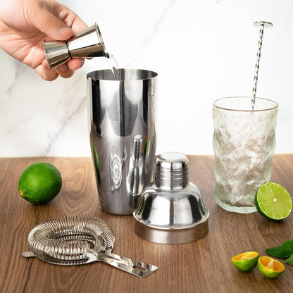 7-Piece Cocktail Shaker Set, 24oz Shaker Strainer Muddler Jigger Mixing Spoon Pourers, Bartender Kit, Bar V1259-DP01-F-482