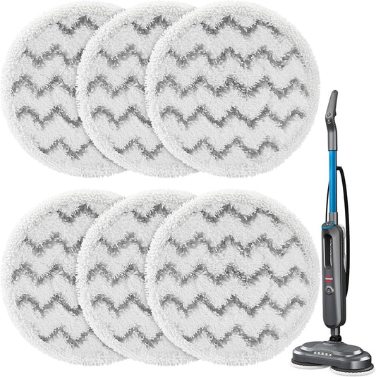 6 Pack 3897A / 3712 Rotating Steam Mop Pads Replacement or Bissell SpinWave SmartSteam Scrubbing Steam Mop V1259-DP01-F-484