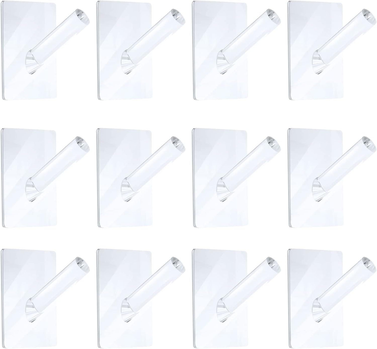 12 Pieces Acrylic Wall Mounted Coat Hooks Hat Rack Robe Single Organizer Adhesive Clear Wall Hook Decorative V1259-DP01-F-498