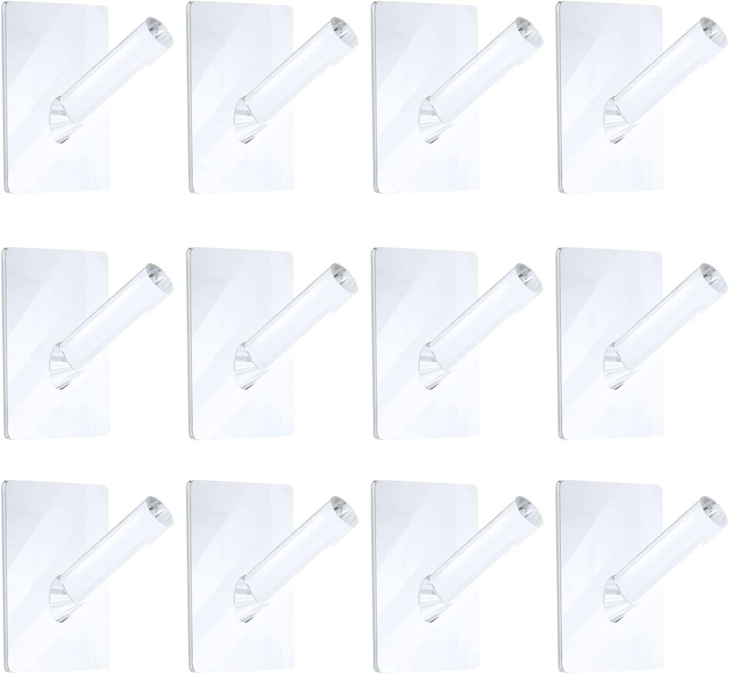 12 Pieces Acrylic Wall Mounted Coat Hooks Hat Rack Robe Single Organizer Adhesive Clear Wall Hook Decorative V1259-DP01-F-498