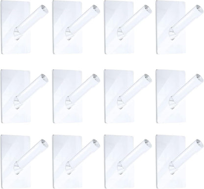 12 Pieces Acrylic Wall Mounted Coat Hooks Hat Rack Robe Single Organizer Adhesive Clear Wall Hook Decorative V1259-DP01-F-498
