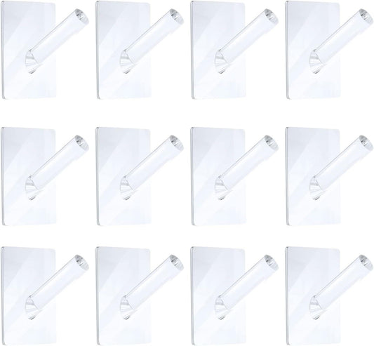 12 Pieces Acrylic Wall Mounted Coat Hooks Hat Rack Robe Single Organizer Adhesive Clear Wall Hook Decorative V1259-DP01-F-498