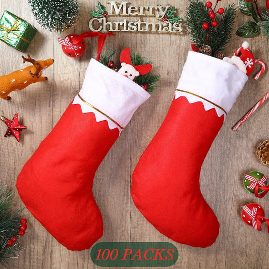 100 Pieces elt Christmas Stockings 15 Inch Party avors Stockings Xmas Decoration Stocking Rustic Santa V1259-DP01-F-502