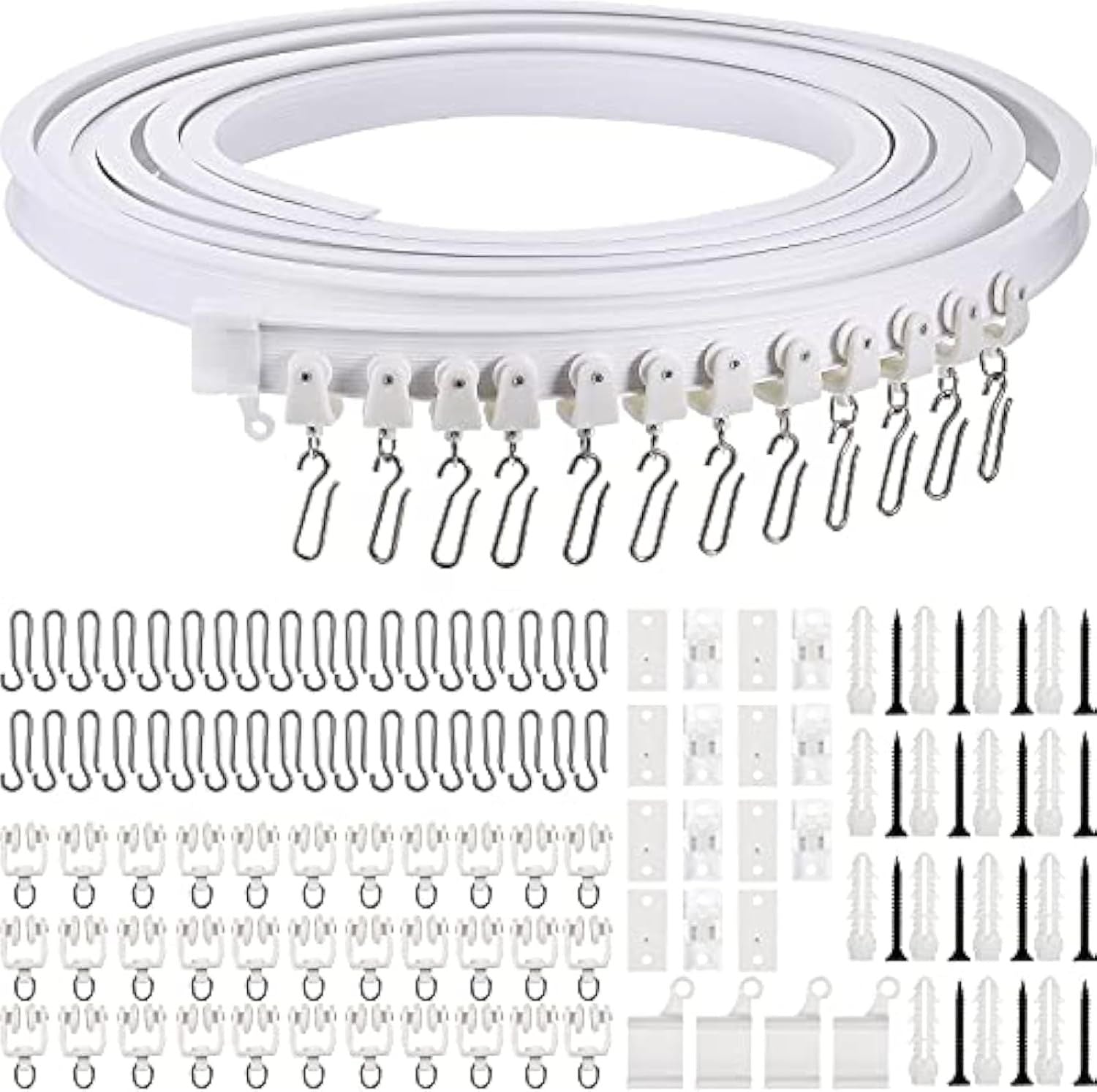 lexible Bendable Ceiling Curtain Track, 9.8t/16.4t(5m), Ceiling Mount or Curtain Rail with Track, Room V1259-DP01-F-503