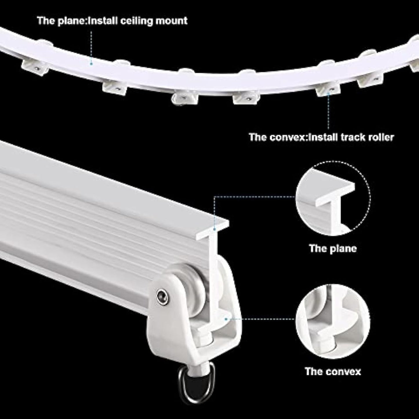 lexible Bendable Ceiling Curtain Track, 9.8t/16.4t(5m), Ceiling Mount or Curtain Rail with Track, Room V1259-DP01-F-503