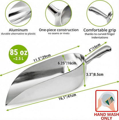 [Set o 2] 24oz + 85oz Metal Scoops or Ice Machine - Large Aluminum Ice Scoop Bundle - Hand Wash Only V1259-DP01-F-508