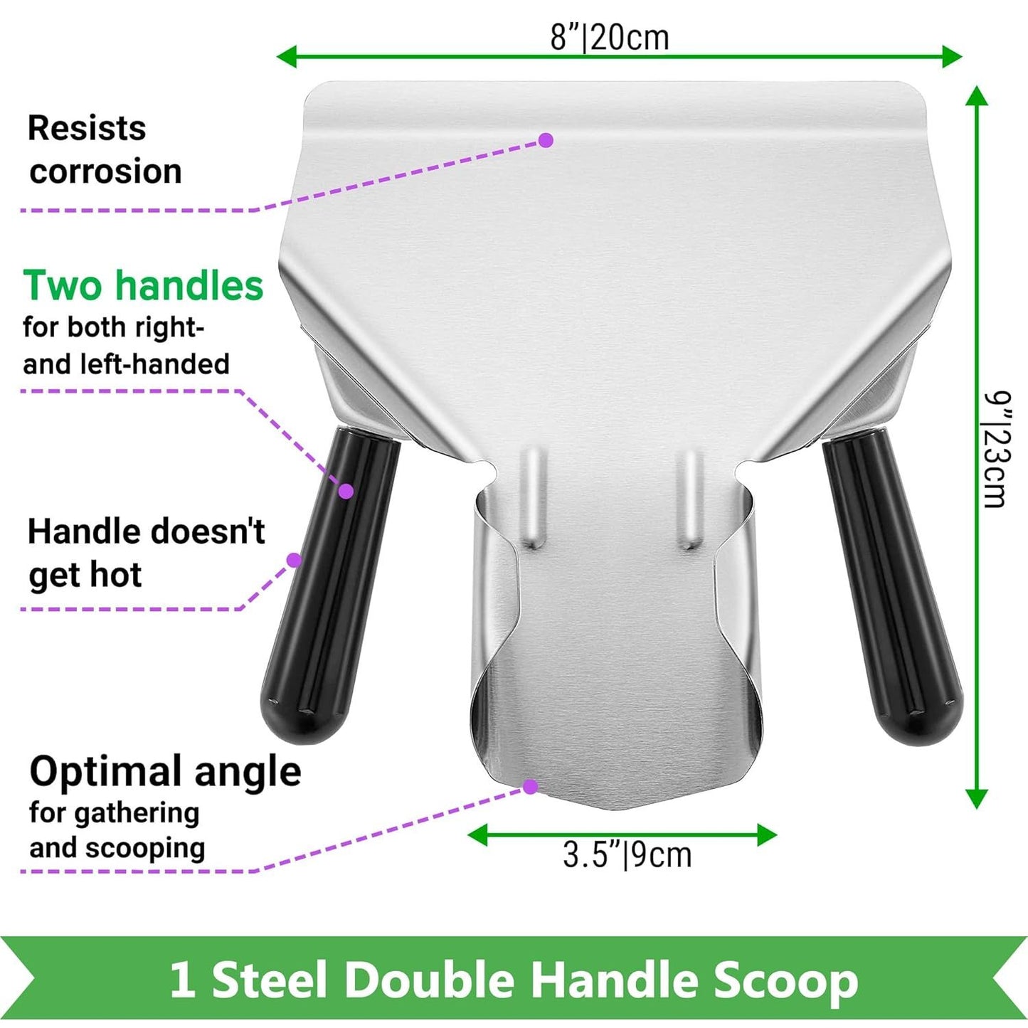 Double Handle Concession Popcorn Scoop + 16 oz Red Popcorn Plastic Scoop + [2-pcs] 10 oz Dredge Shakers Bundle V1259-DP01-F-511