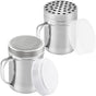 6 oz Powdered Sugar Shaker Duster + 6 oz Metal Parmesan Cheese Shaker (Large Holes) - All with Plastic Caps V1259-DP01-F-521